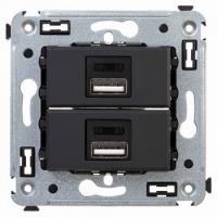 USB зарядка2 порта тип А 2100х2 mA черная матовая DKC Avanti 4412543