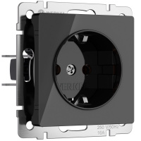 Розетка с заземлением Werkel акрил черный винтовая клемма (W1171048)