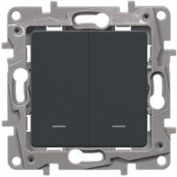 Выключатель 2-клав с подсветкой антрацит Etika 672604