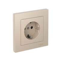 Розетка Systeme Electric AtlasDesign с заземлением со шторками, 16А, в сборе, быстрозажим. клем., ПЕСОЧНЫЙ ATN001244S