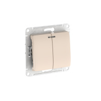 Выключатель 2-клавишный Systeme Electric Glossa с подсветкой, сх.5а, 10АХ, мех., быстрозажим. клем., БЕЖЕВЫЙ GSL000253S