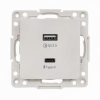 Зарядка usb 2 порта тип А-C 2100 mA белая EKF EYR-2USB-type-C