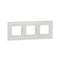 Рамка 3-постовая горизонтальная Unica PURE Schneider Electric, белое стекло NU600685
