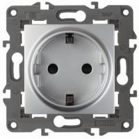 Розетка 220v c/з алюминий ЭРА Элеганс 14-2101-03