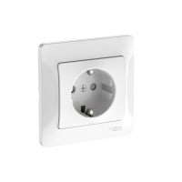 Розетка Systeme Electric Glossa с заземлением со шторками, 16А, в сборе, быстрозажим. клем., БЕЛЫЙ GSL000144S