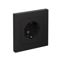 Розетка Systeme Electric AtlasDesign с заземлением со шторками, 16А, в сборе, КАРБОН ATN001044