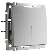 Выключатель одноклавишный с подсветкой cеребряный рифленый Werkel Встраиваемые механизмы серебряный рифленый W1110109