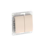 Переключатель 2-клавишный Systeme Electric Glossa, сх.6+6, 10АХ, мех., быстрозажим. клем., БЕЖЕВЫЙ GSL000265S