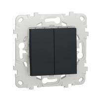 Переключатель 2-клавишный перекрестный 2 x схема 7 10 AX 250 В Unica NEW Schneider Electric антрацит NU521554