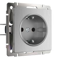 Розетка с заземлением cеребряный рифленый Werkel Встраиваемые механизмы серебряный рифленый W1171009