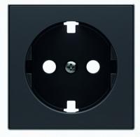 Розетка 220v с/з со шторками плоская черный бархат ABB Sky Niessen 2CLA818890A1001|2CLA858890A1501