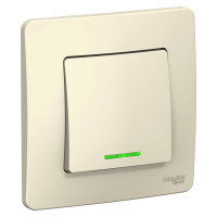 Одноклавишный переключатель скрытой установки с подсветкой 10А 250В (cх.6) Systeme Electric Blanca BLNVS010612, Молочный