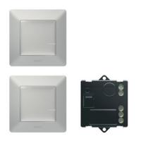 Valena Life Пакет для управления освещением c 2х мест. Микромодуль реле 300 Вт 240В + два умных беспроводных 1-клавишных выключателя цвет алюминий