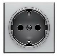 Розетка 220v c/з и шторками нержавеющая сталь ABB Sky Niessen 2CLA818800A1001|2CLA858800A1401