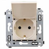 Розетка 220v с крышкой ванильная дымка DKC Avanti 4405013