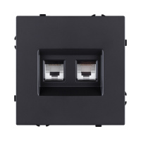 Розетка двойная Ethernet RJ45 Cat.6, черный матовый Kollinger Eclipse EC-018BK