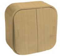 Выключатель 2 клавишный цвет дерево 782262 Legrand Quteo