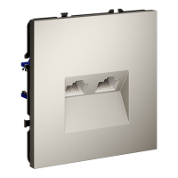 Розетка компьютерная двойная RJ45+RJ45 кат.6 Voltum S70 пластик кашемир Soft touch (VLS060203)