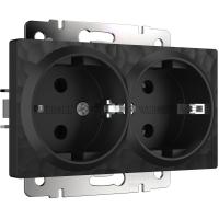 Розетка двойная с заземлением черный Werkel Встраиваемые механизмы Hammer черные W1272008