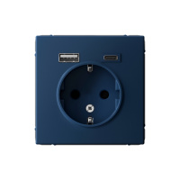 Розетка 16А с заземлением и шторками с 2 USB A+Type-C Systeme Electric ArtGallery, аквамарин   GAL001132