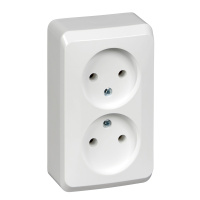 Розетка двойная без заземления 16А Systeme Electric Etude, БЕЛЫЙ PA16-005B
