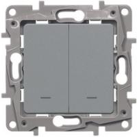 Выключатель 2-клав с подсветкой алюминий Etika 672404