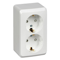 Розетка двойная с заземлением со шторками 16А Systeme Electric Etude, БЕЛЫЙ PA16-008B