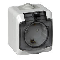 Розетка с заземлением со шторками 16А Systeme Electric Etude, серый PA16-044C