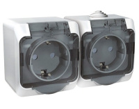 Розетка двойная с заземлением со шторками 16А Systeme Electric Etude, БЕЛЫЙ PA16-244B