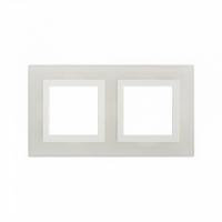2 постовая рамка - белое кольцо натуральное стекло DKC Avanti 4400824