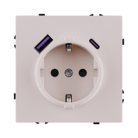 Розетка штепсельная SCHUKO 16A/250 В с USB A+C 20W, кашемир матовый Kollinger Eclipse EC-016CM