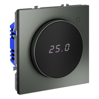 Терморегулятор электронный с индикацией с датчиком для теплого пола Voltum S70 пластик/стекло титан Soft touch (VLS070106)