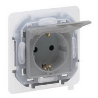 Розетка с заземлением со шторками с крышкой IP44 алюминий Inspiria 673742