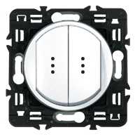 Выключатель влагозащищенный IP44 двухклавишный с подсветкой Legrand Celiane 67001х2 | 67804 | 67686 | 80251