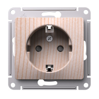 Розетка Systeme Electric Glossa с заземлением со шторками, 16А, механизм, СОСНА GSL001545