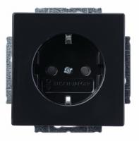 Розетка 220v c/з и шторками антрацит ABB Dynasty 2CKA002013A5265