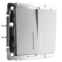 Выключатель двухклавишный с подсветкой серебряный матовый Werkel Встраиваемые механизмы серебряный матовый W1120165