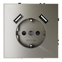Розетка с заземлением с защитными шторками 16А, с USB, A+A Voltum S70 шелк Soft touch пластик (VLS040404)
