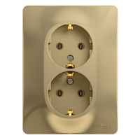 Розетка двойная с заземлением 16А Systeme Electric Glossa, титан GSL000424