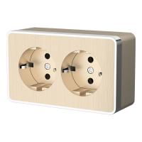 Розетка двойная с заземлением Gallant шампань рифленый Werkel Накладные механизмы Gallant шампань рифленый W5072110