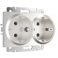 Розетка двойная с заземлением перламутровый рифленый Werkel Встраиваемые механизмы перламутровый рифленый W1172013