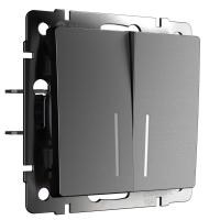 Выключатель двухклавишный с подсветкой графит матовый Werkel Встраиваемые механизмы графит матовый W1120164