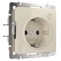 Умная встраиваемая розетка с заземлением с защитными шторками Werkel Встраиваемые механизмы слоновая кость W1171603