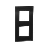 Рамка 2-постовая вертикальная Unica PURE Schneider Electric ЧЕРНОЕ СТЕКЛО/антрацит NU6004V86