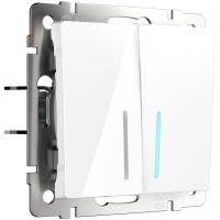 Выключатель двухклавишный с подсветкой белый Werkel Встраиваемые механизмы белые W1120101