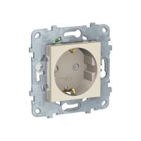 Розетка с заземлением без шторок с быстрозажимными клеммами 16 А 250 В Unica NEW Schneider Electric бежевый NU505644