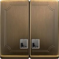 Выключатель двухклавишный с подсветкой Merten Antique - Artec античная латунь MTN3135-0000 | MTN413543 Schneider Electric