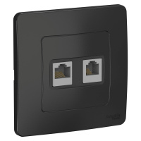 Розетка скрытой установки двойная компьютер + телефон Systeme Electric Blanca BLNIS045116, Антрацит