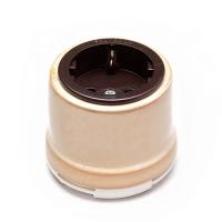 Розетка с заземлением и шторками для наружного монтажа  Salvador бежевый OP12GD