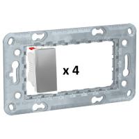 Выключатель четырехклавишный цвет алюминий NU310130x4 + NU7104 Schneider Unica New